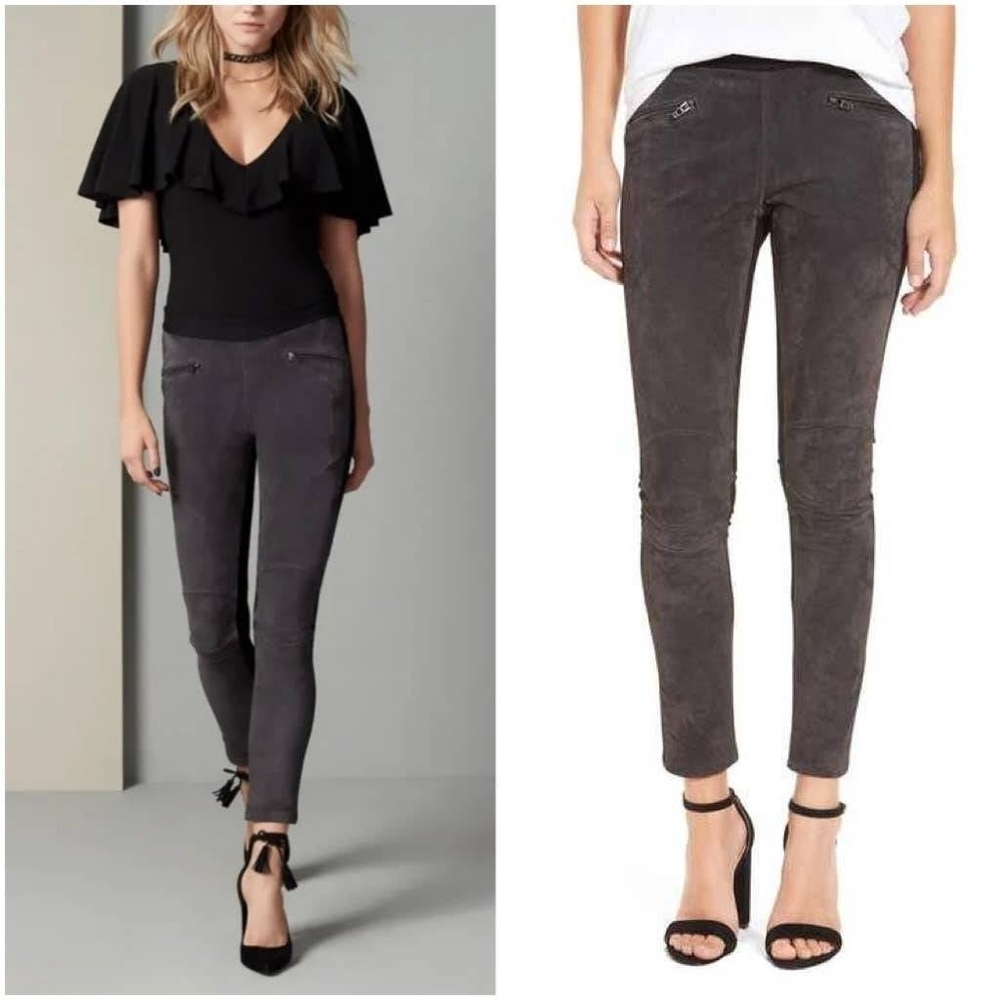 Blank NYC Dark Gray 100% Leather Pull On Leggings